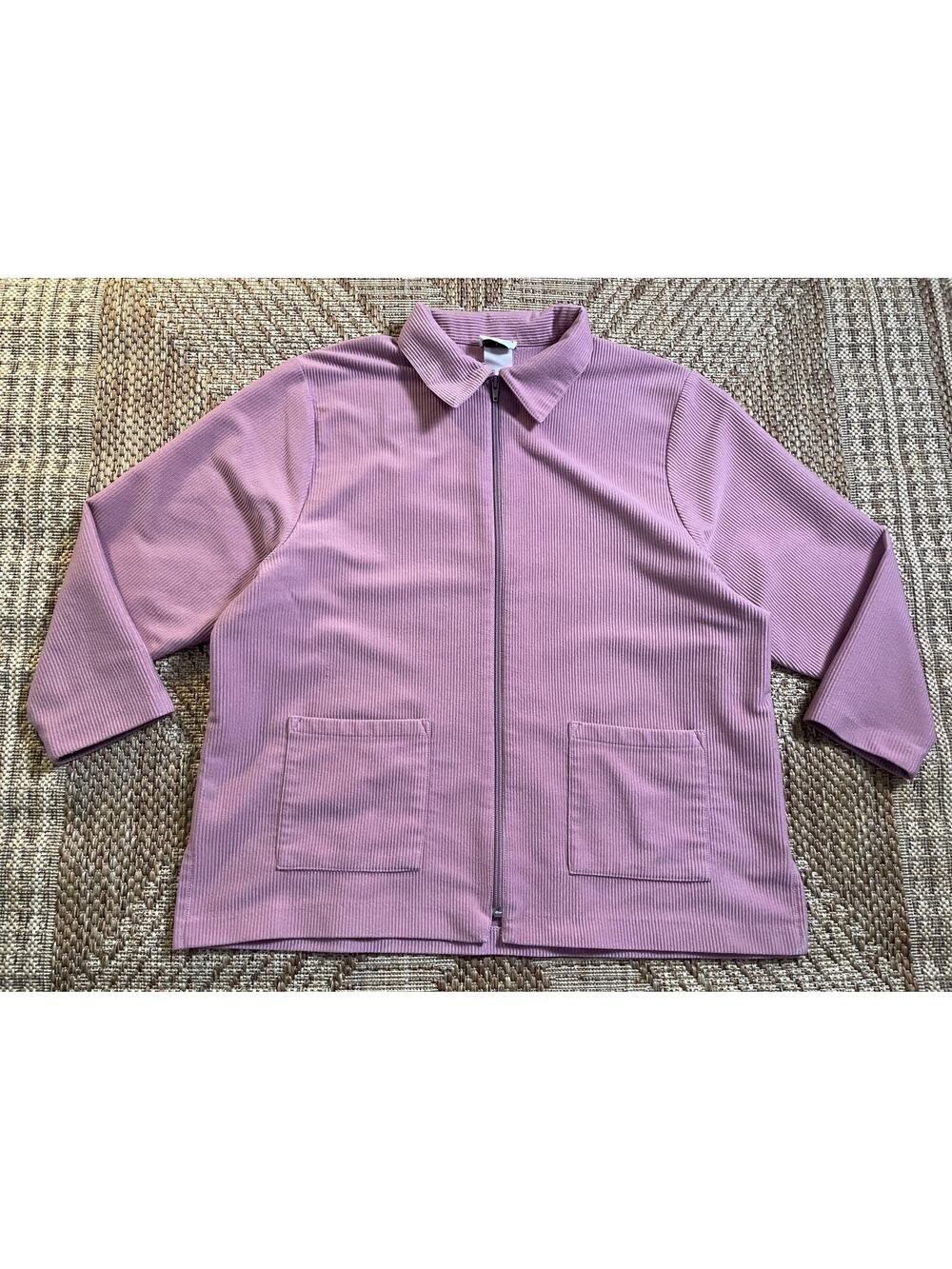 Vintage BONWORTH lavender zipper textured coatigan retro casual